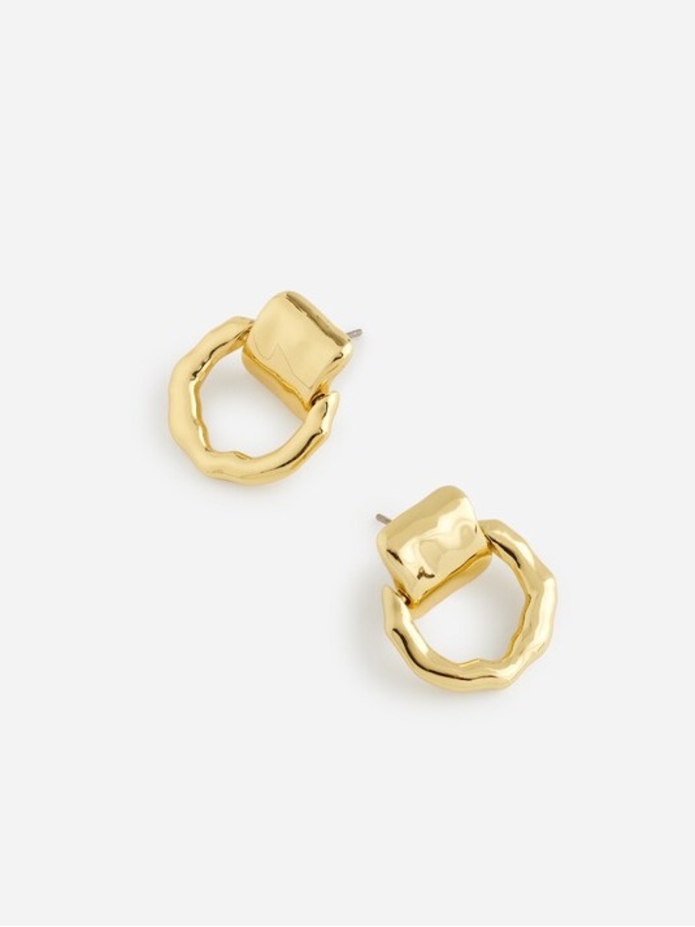 Madewell Gold Tone Molten Square Doorknocker Dangle Drop Earrings